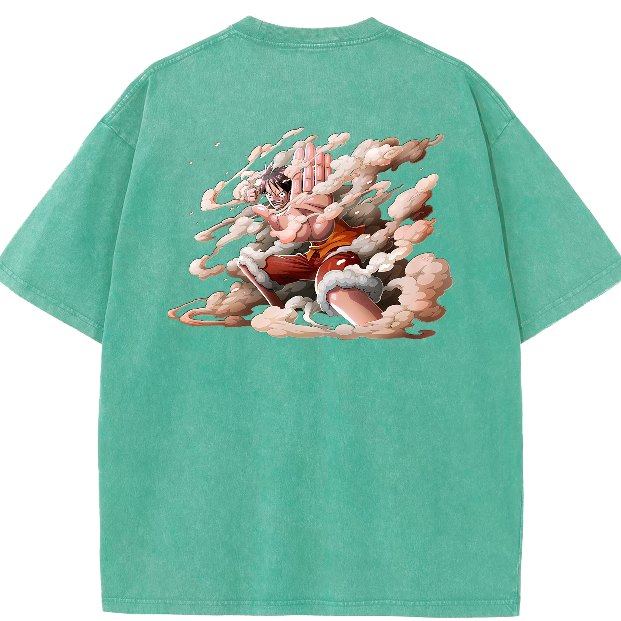 ワンピース モンキー・D・ルフィ ONE PIECE Monkey D. Luffy 綿100% ヴィンテージ風 半袖Tシャツ（背面プリント）